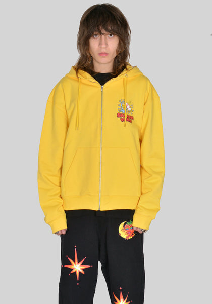 SKY HIGH FARM SHF03T023 SLIPPERY WHEN WET GRAPHIC ZIP SWEAT HOODIE YELLOW SS23 | DOSAHBURI Online Shop