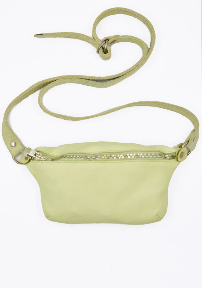 Yellow Leather small belt bag with strap