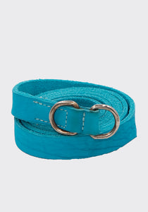 GUIDI BLT0 UNISEX BISON FULL GRAIN LEATHER BELT TURQUOISE BLUE | DOSHABURI Online Shop