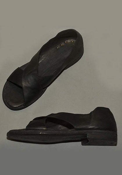 GUIDI MENS KANGAROO LEATHER CROSS SANDALS BLACK - DOSHABURI Shop