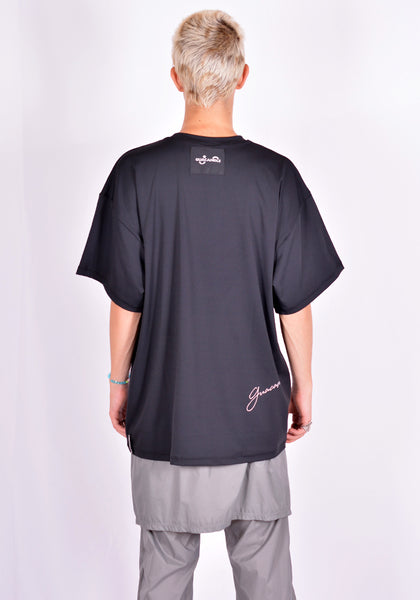 GUACAMOLE 20-2007-BLK RASH GUARD/HALF OVERSIZE T-SHIRT BLACK | DOSHABURI Online Shop