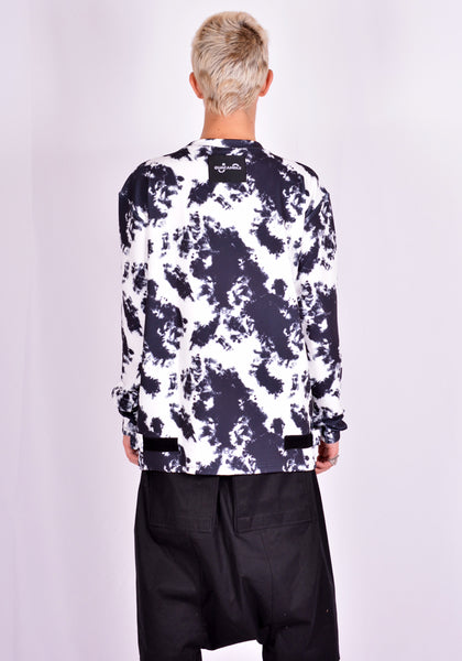 GUACAMOLE 20-2003-TDB RUSH GUARD LONG SLEEVE T-SHIRT TIE DYE BLACK/WHITE