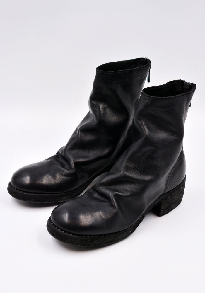 GUIDI 796Z SOFT HORSE FULL GRAIN LEATHER SHORT BOOTS BLACK DOSHABURI
