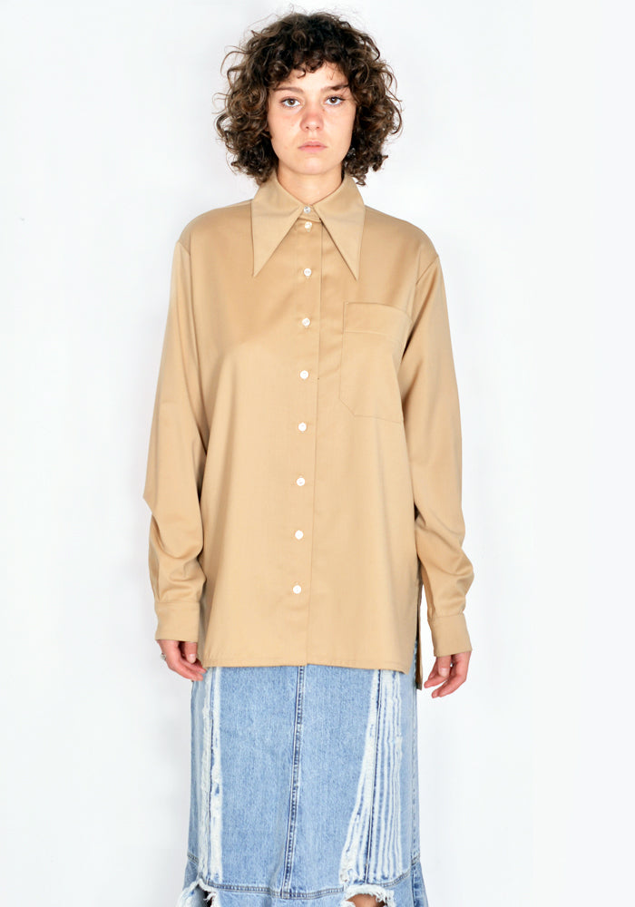 KWAIDAN EDITION AW21WT086W_FW FLUID WOOL SHIRT BEIGE FW21 | DOSHABURI Online Shop