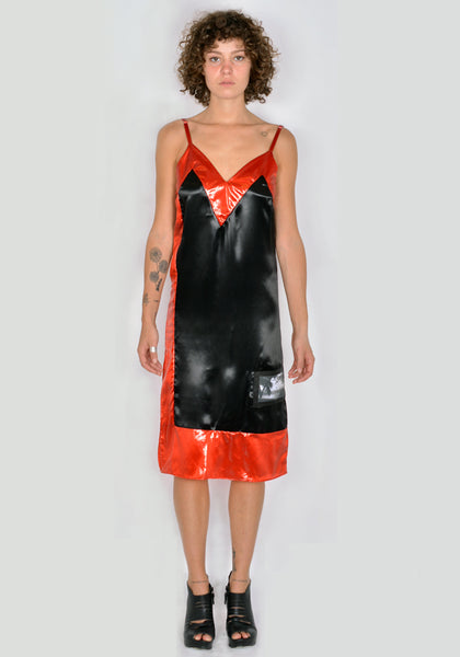 KWAIDAN EDITIONS AW21WD062W_VCS SATIN  SLIP DRESS BLACK/RED FW21 | DOSHABURI Online Shop