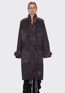 KIKO KOSTADINOV KKWAW22C02-16 BRAIDED TRIM COAT CINDER/STEEL GREY FW22 | DOSHABURI Online Shop