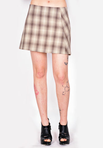 KNWLS STS0BPLA STREAM SKIRT BEIGE PLAID SS22 | DOSHABURI Online Shop