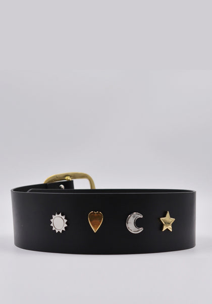 CHARLES JEFFREY LOVERBOY CJLSS22SSWB STUDDED SUPA WIDE BELT BLACK SS22 | DOSHABURI Online Shop