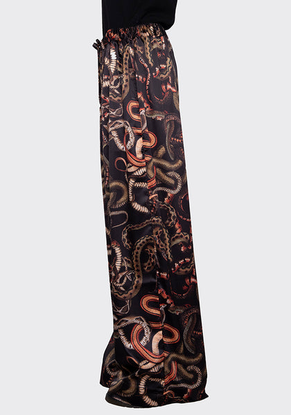 LU'U DAN MP022W_FS FLUID SATIN PYJAMA TROUSERS SNAKE PRINT FW22 | DOSHABURI Online Shop