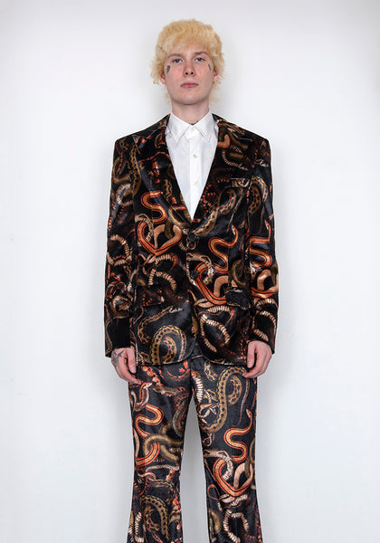 LU'U DAN MJ009W_V VELVET GANGSTER BLAZER SNAKE PRINT FW22 | DOSHABURI Online Shop