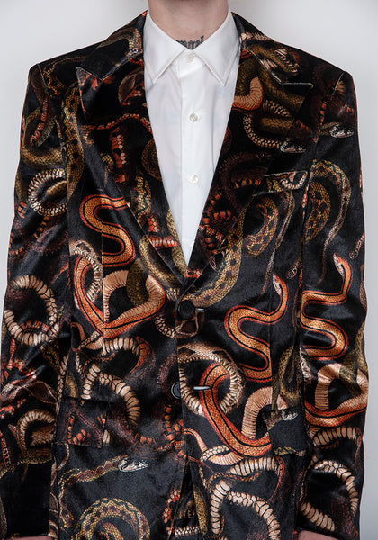 LU'U DAN MJ009W_V VELVET GANGSTER BLAZER SNAKE PRINT FW22 | DOSHABURI Online Shop