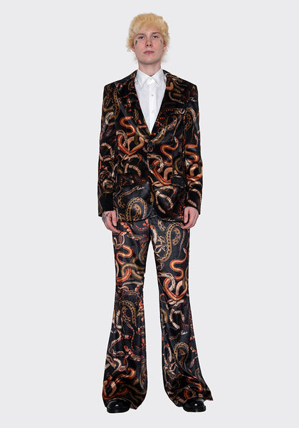 LU'U DAN MJ009W_V VELVET GANGSTER BLAZER SNAKE PRINT FW22 | DOSHABURI Online Shop