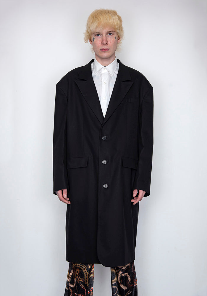 LU'U DAN MC002_FT 90'S  FLUID TAILORING GANGSTER COAT BLACK FW22 | DOSHABURI Online Shop