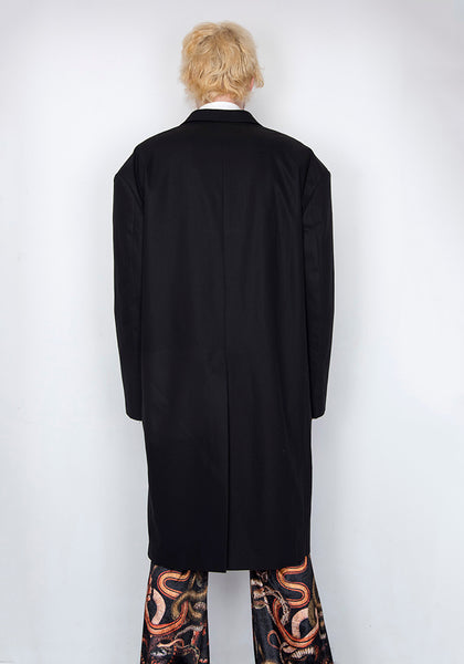 LU'U DAN MC002_FT 90'S  FLUID TAILORING GANGSTER COAT BLACK FW22 | DOSHABURI Online Shop