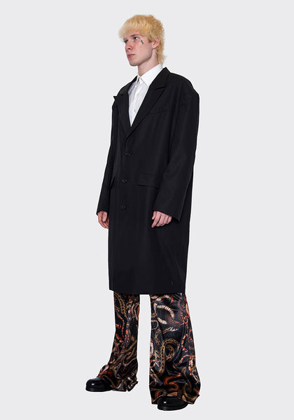 LU'U DAN MC002_FT 90'S  FLUID TAILORING GANGSTER COAT BLACK FW22 | DOSHABURI Online Shop