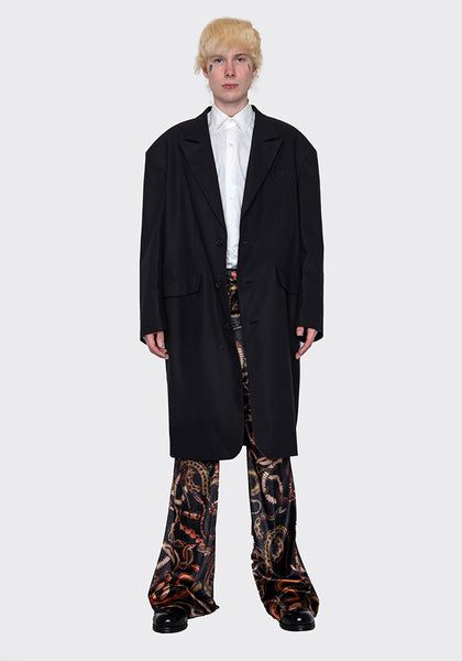 LU'U DAN MC002_FT 90'S  FLUID TAILORING GANGSTER COAT BLACK FW22 | DOSHABURI Online Shop