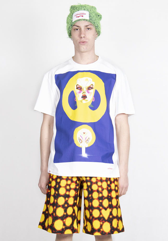 CHARLES JEFFREY LOVERBOY CJLSS21AT ARTWORK T-SHIRT WHITE BLUE PLALLAL