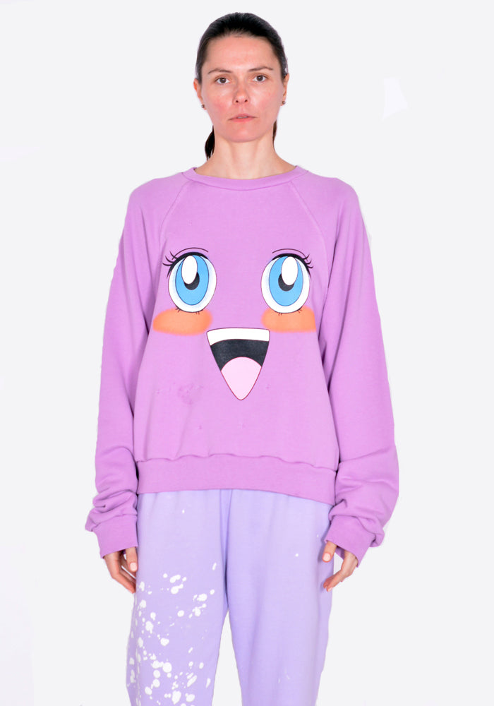 LIBERAL YOUTH MINISTRY LYM01T122 WOMENS EMOJI SWEATSHIT LILAC SS22 | DOSHABURI Online Shop