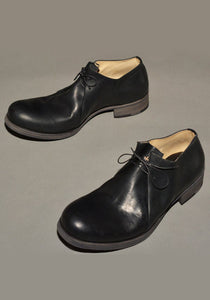 m.a+ by Maurizio Amadei DOUBLE FOLD HORSE LEATHER SHOES BLACK | DOSHABURI Shop