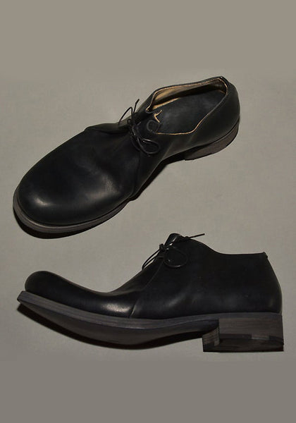 m.a+ by Maurizio Amadei DOUBLE FOLD HORSE LEATHER SHOES BLACK | DOSHABURI Shop