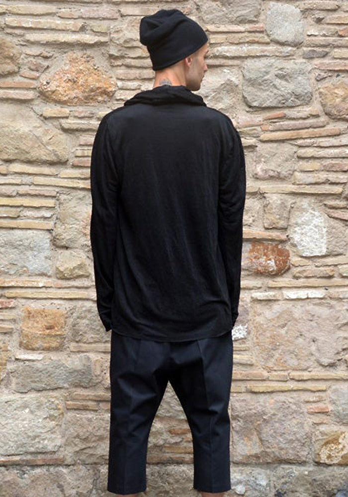 m.a+ by Maurizio Amadei HOODED OPEN FRONT CARDIGAN BLACK – DOSHABURI