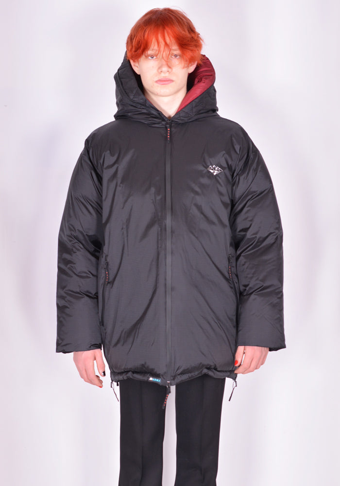 Black nylon down jacket