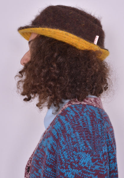 MARNI CLZC0090QU BUCKET HAT CACAO/MASTARD FW22 | DOSHABURI Online Shop