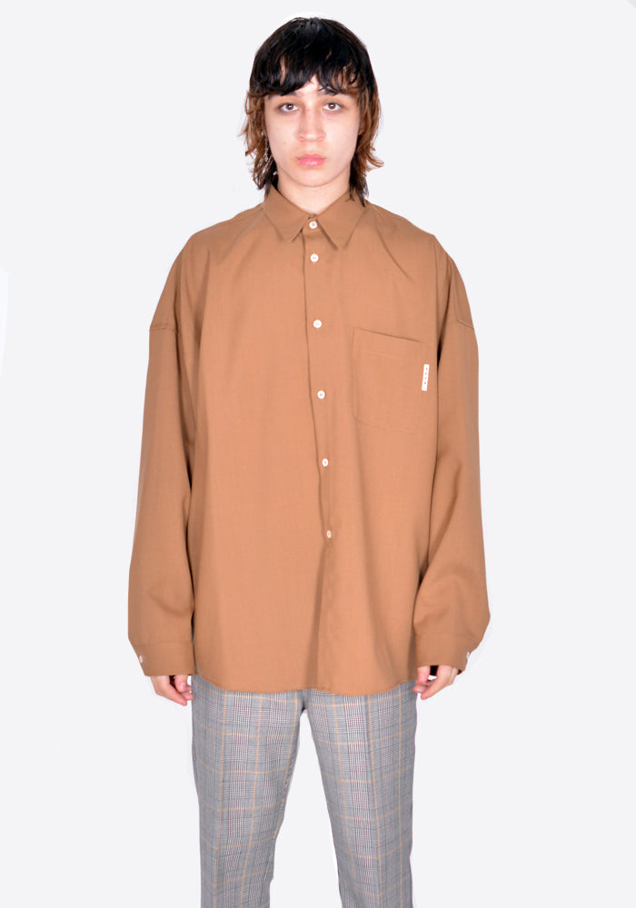 MARNI CUMU0061A1 TROPICAL WOOL SHIRT HAZELNUT FW22 | DOSHABURI Shop