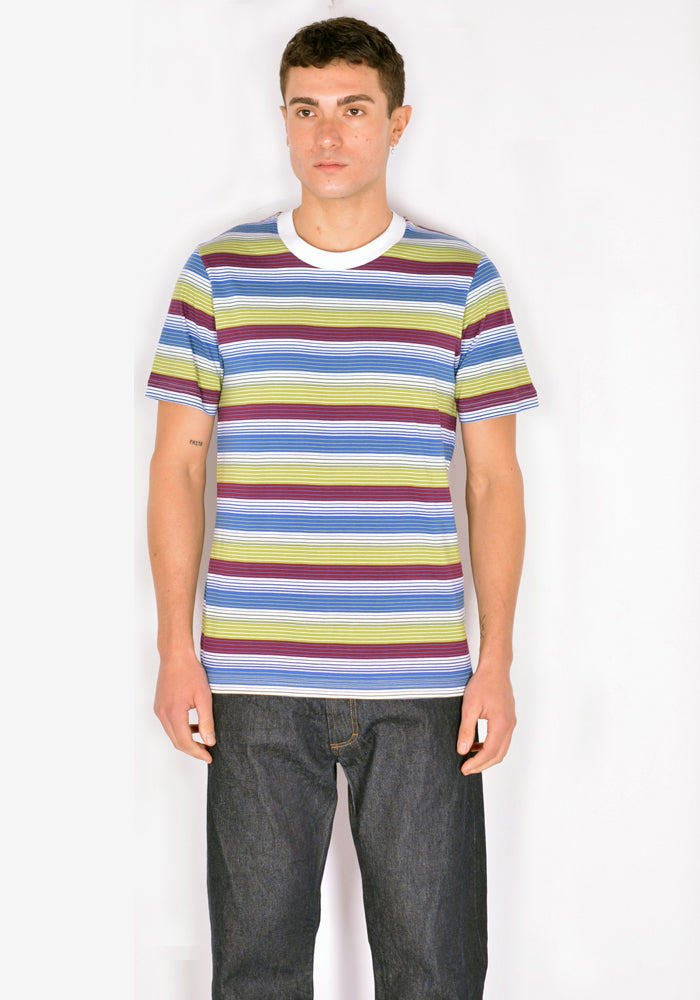 MARNI HUMU0151EX STRIPE T-SHIRT BLUE/GREEN/BURGUNDY SS22 | DOSHABURI Online Shop