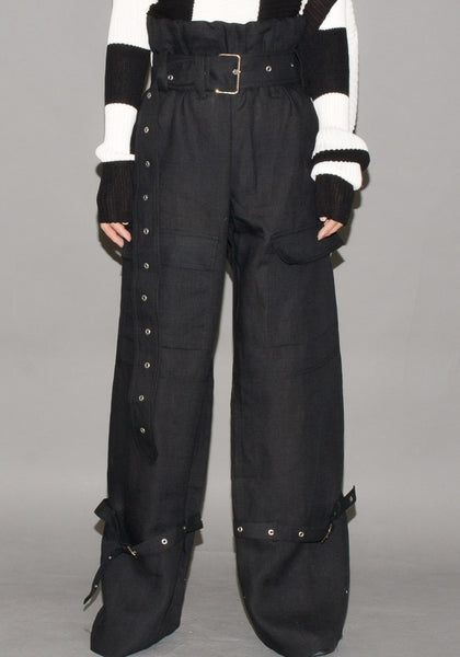 MARQUES ALMEIDA LINEN CARGO TROUSERS BLACK - DOSHABURI Shop