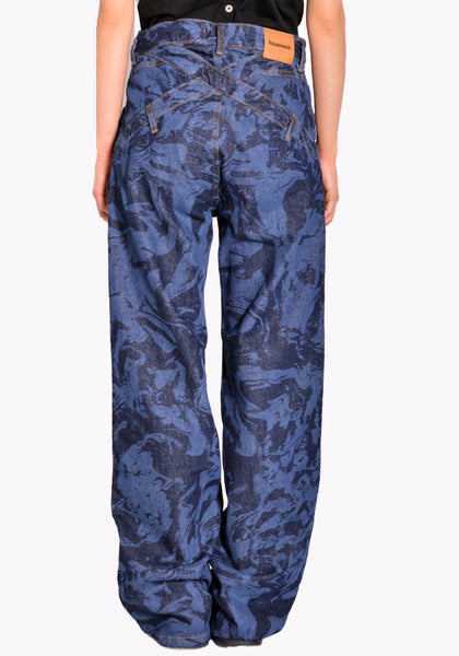 NINAMOUNAH T_04 PANDA DENIM TROUSERS LASER BLEACH INDIGO SS22 | DOSHABURI Online Shop