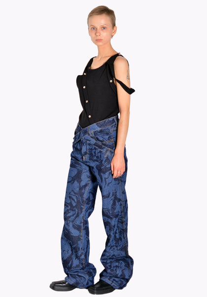 NINAMOUNAH T_04 PANDA DENIM TROUSERS LASER BLEACH INDIGO SS22 | DOSHABURI Online Shop