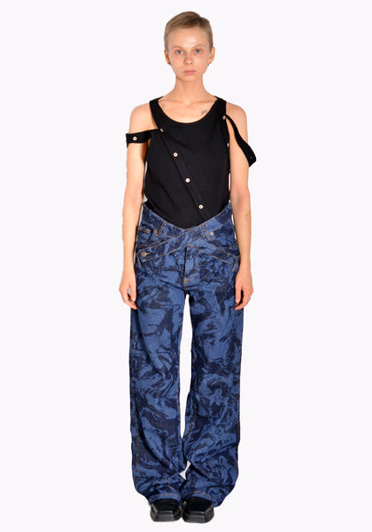 NINAMOUNAH T_04 PANDA DENIM TROUSERS LASER BLEACH INDIGO SS22 | DOSHABURI Online Shop