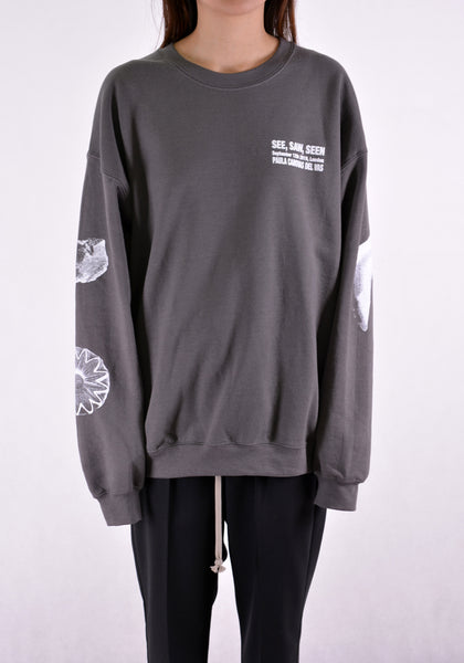 PAULA CANOVAS DEL VAS AJ003 LONG SLEEVE PRINTED SWEAT SHIRT GREY - DOSHABURI Shop