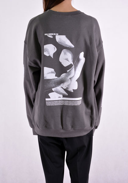 PAULA CANOVAS DEL VAS AJ003 LONG SLEEVE PRINTED SWEAT SHIRT GREY - DOSHABURI Shop