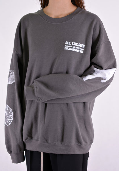 PAULA CANOVAS DEL VAS AJ003 LONG SLEEVE PRINTED SWEAT SHIRT GREY - DOSHABURI Shop
