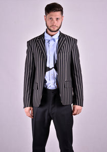 RANDOM IDENTITIES T-07J BUTTONLESS BLAZER JERSEY BLACK STRIPES | DOSHABURI Online Shop