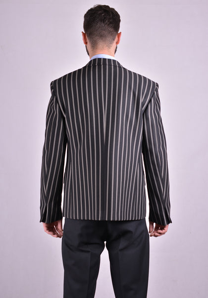 RANDOM IDENTITIES T-07J BUTTONLESS BLAZER JERSEY BLACK STRIPES | DOSHABURI Online Shop