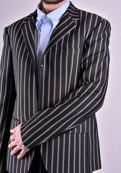 RANDOM IDENTITIES T-07J BUTTONLESS BLAZER JERSEY BLACK STRIPES | DOSHABURI Online Shop