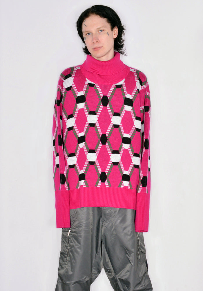 RANDOM IDENTITIES JACQUARD KNIT SWEATER PINK SS23 | 50%OFF