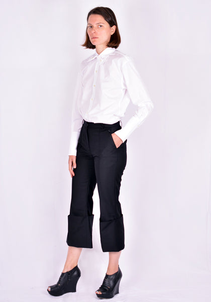 ROKH R1CA58 PM FOLD FRONT PANTS BLACK 2021SS | DOSHABURI Online Shop