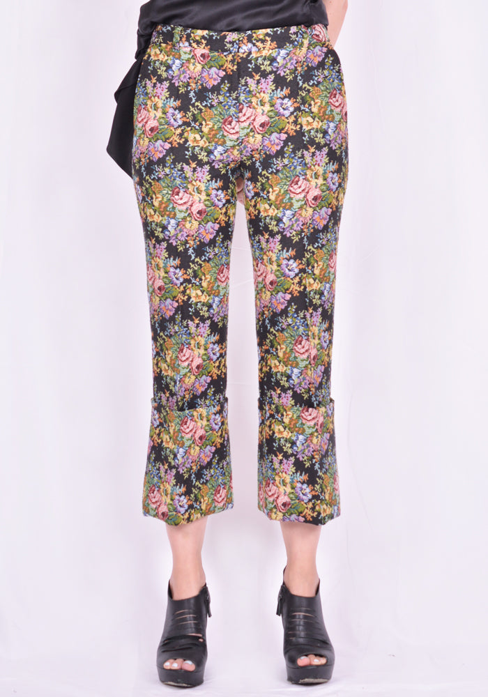 ROKH R1CA58 PM  FOLD FRONT PANTS FLORAL JACQUARD 2021SS | DOSHABURI Online Shop