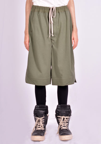 RICK OWENS RU02A5399 BA 15 DRAWSTRING KARLOFF BOXER SHORTS GREEN FW21 | DOSHABURI Online Shop