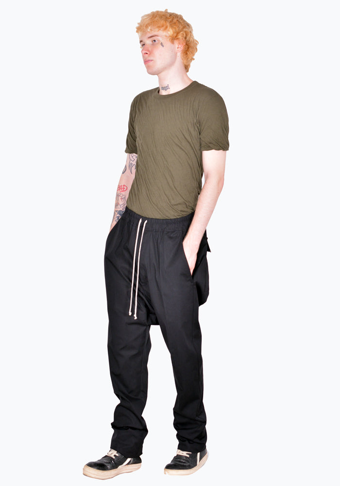 RICK OWENS RU02B2380 TE 09 DRAWSTRING LONG PANTS BLACK FW22