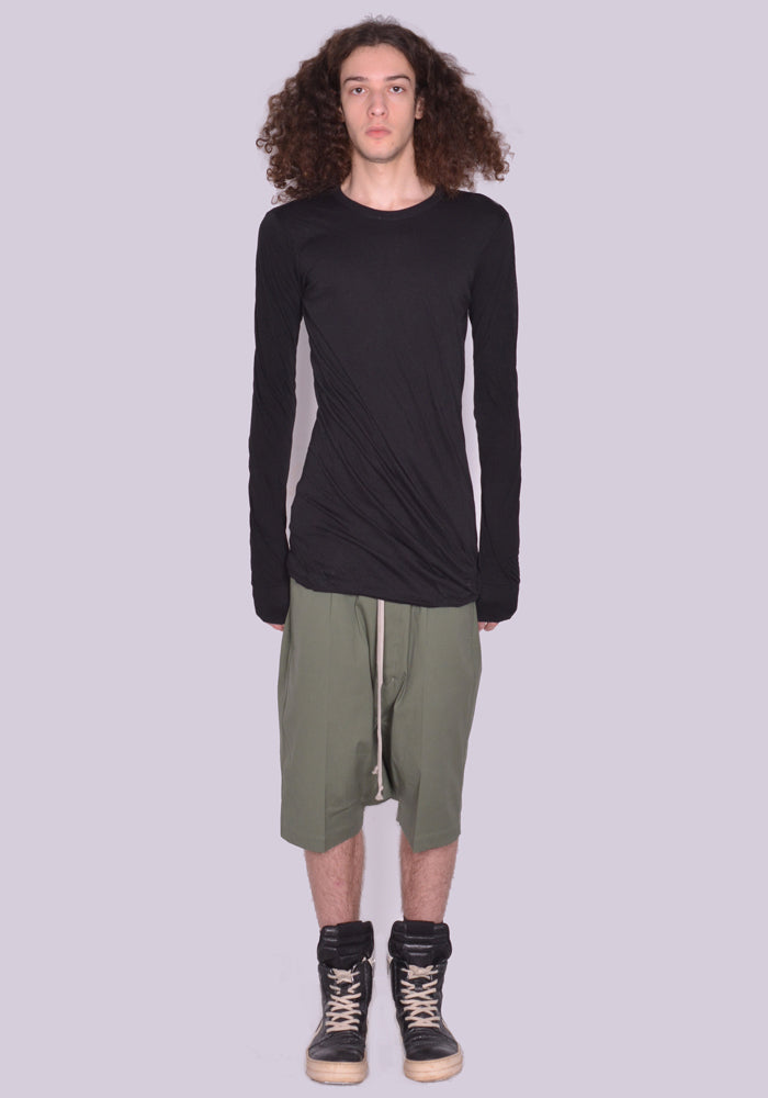 RICK OWENS DOUBLE LAYERED LONG SLEEVE T-SHIRT BLACK SS23