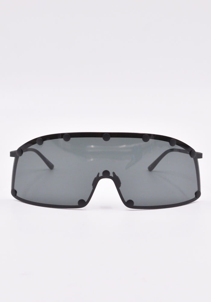 RICK OWENS MEN SHIELDING SUNGLASSES BLACK SS23 | DOSHABURI Online Shop