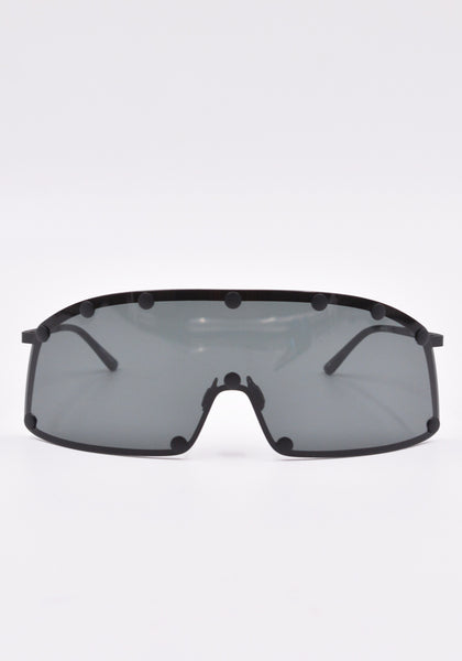 RICK OWENS MEN RG0000001 GBLKB SHIELDING SUNGLASSES BLACK SS23 | DOSHABURI Online Shop