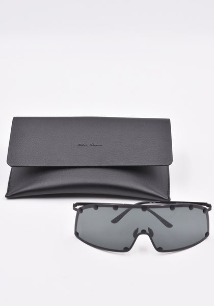 RICK OWENS MEN RG0000001 GBLKB SHIELDING SUNGLASSES BLACK SS23 | DOSHABURI Online Shop