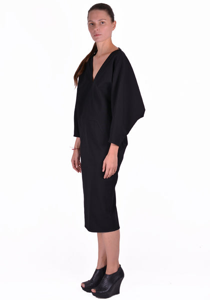 RICK OWENS RP20S1511 GG V-NECK DRESS BLACK - DOSHABURI Shop