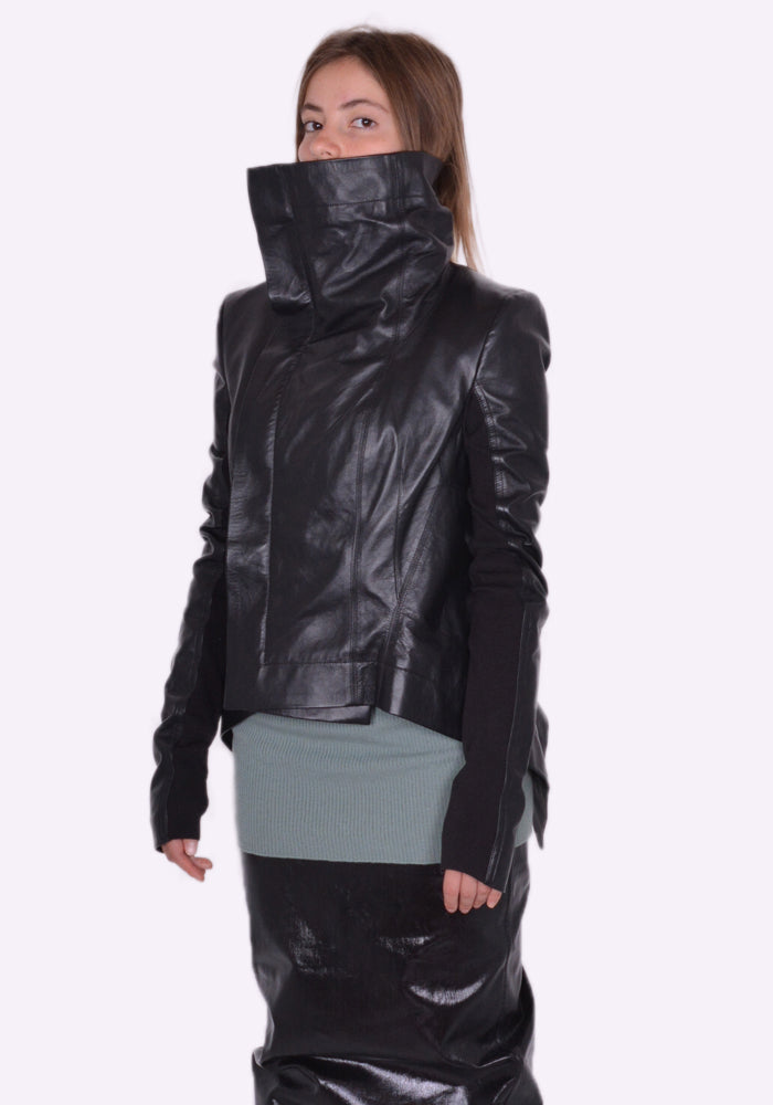 RICK OWENS RP02B6743 LLP 09 NASKA LEATHER BIKER JACKET BLACK